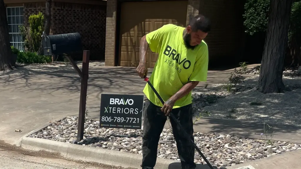 Bravo Xteriors truck at customer's home.