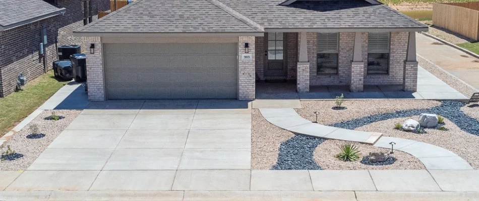 Concrete driveway on a residential property in Lubbock, TX.