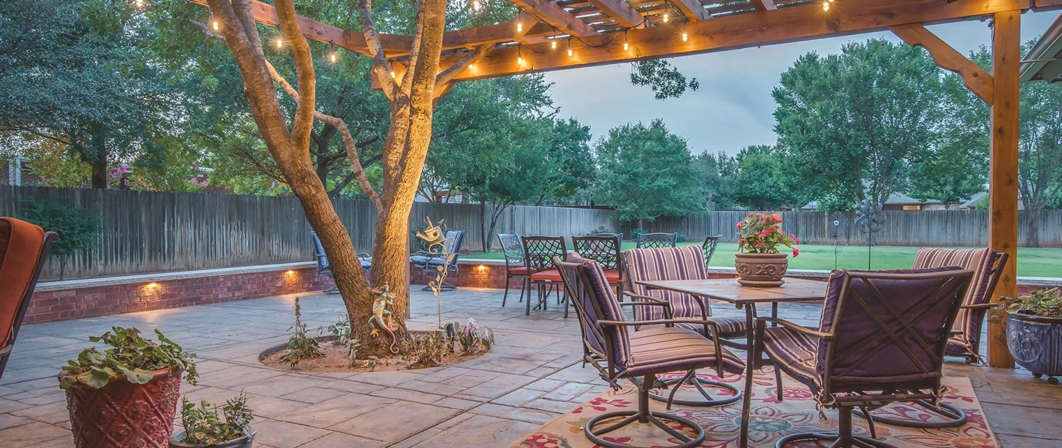 Outdoor lighting on a gazebo in Lubbock, TX.