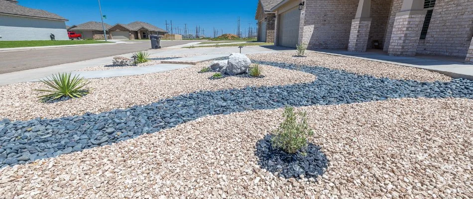 Xeriscape for a house in Post, TX.